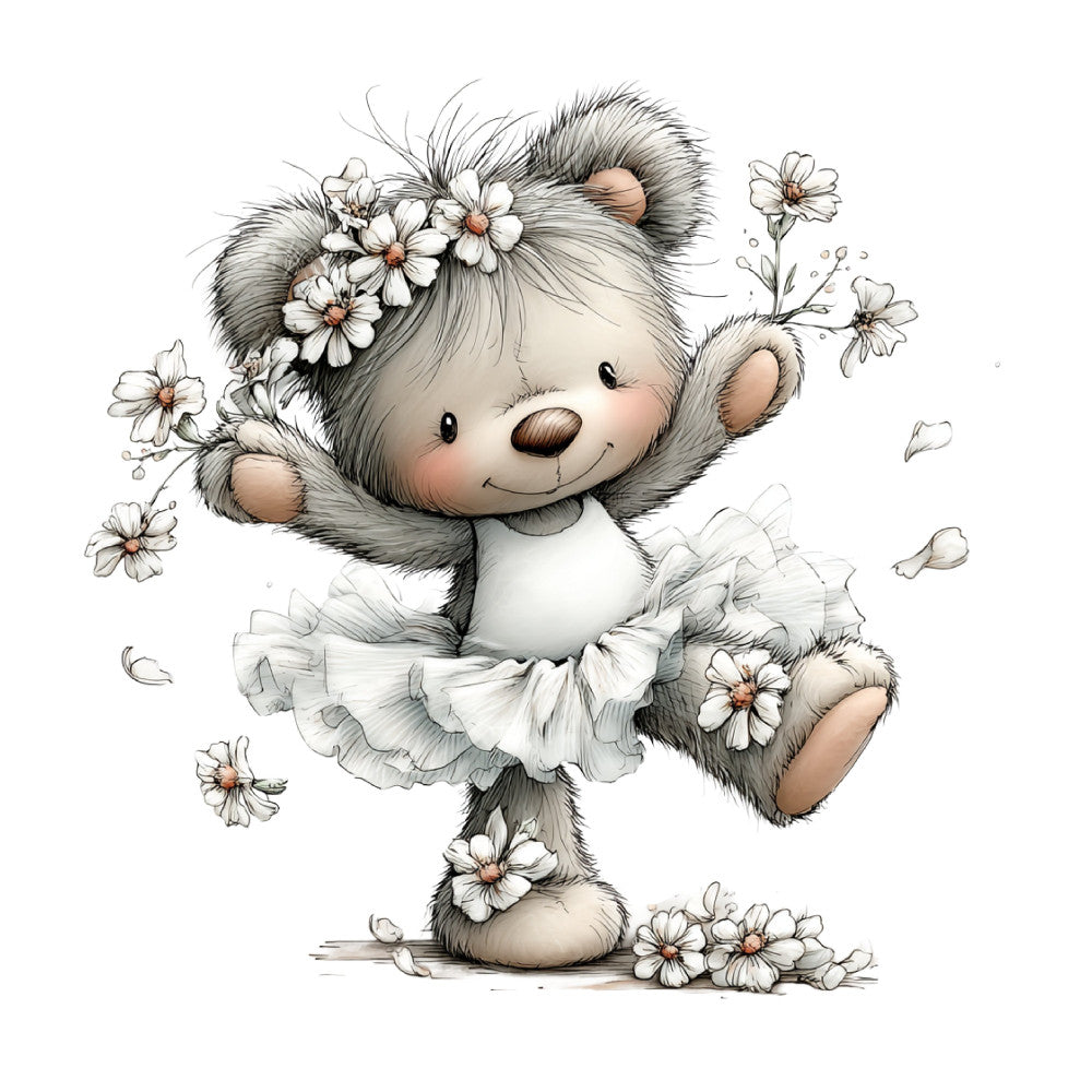 Whimsical Summer Teddy Bear Fabric Panel 18