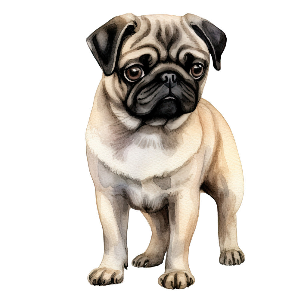 Watercolor Pug Fabric Panel 29