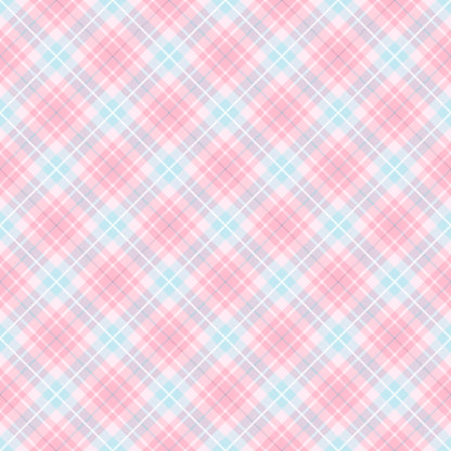 pink, blue, lavender, white, plaid pattern, diagonal stripes, checkered design, pastel colors, soft hues, quilting cotton, fabric panel, tea party theme, feminine style, craft material, sewing supplies, gentle pattern, light colors, crosshatch lines, sweet aesthetic