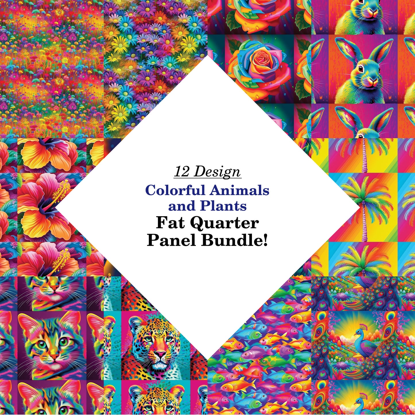Colorful Animals and Plants Fat Quarter Bundle