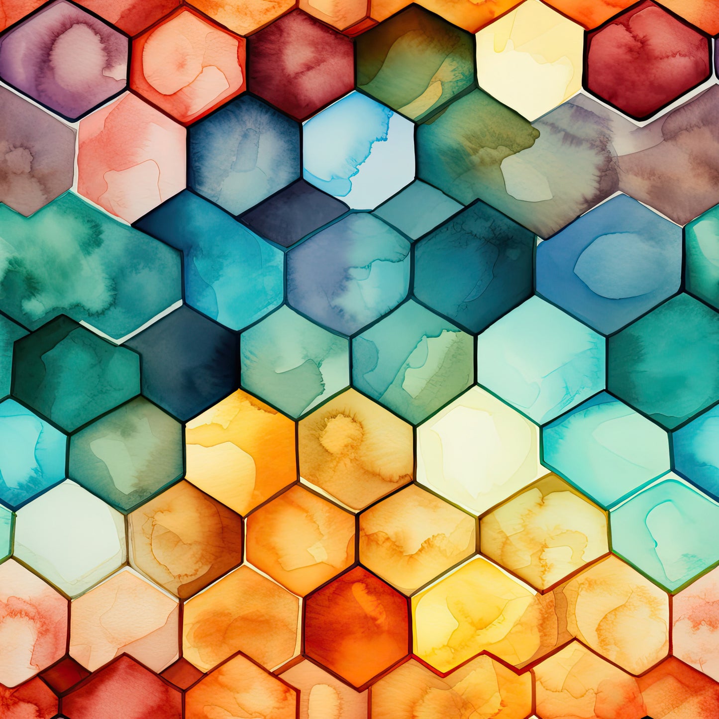 Watercolor Honeycomb Pattern 5 Quilting Cotton Fabric
