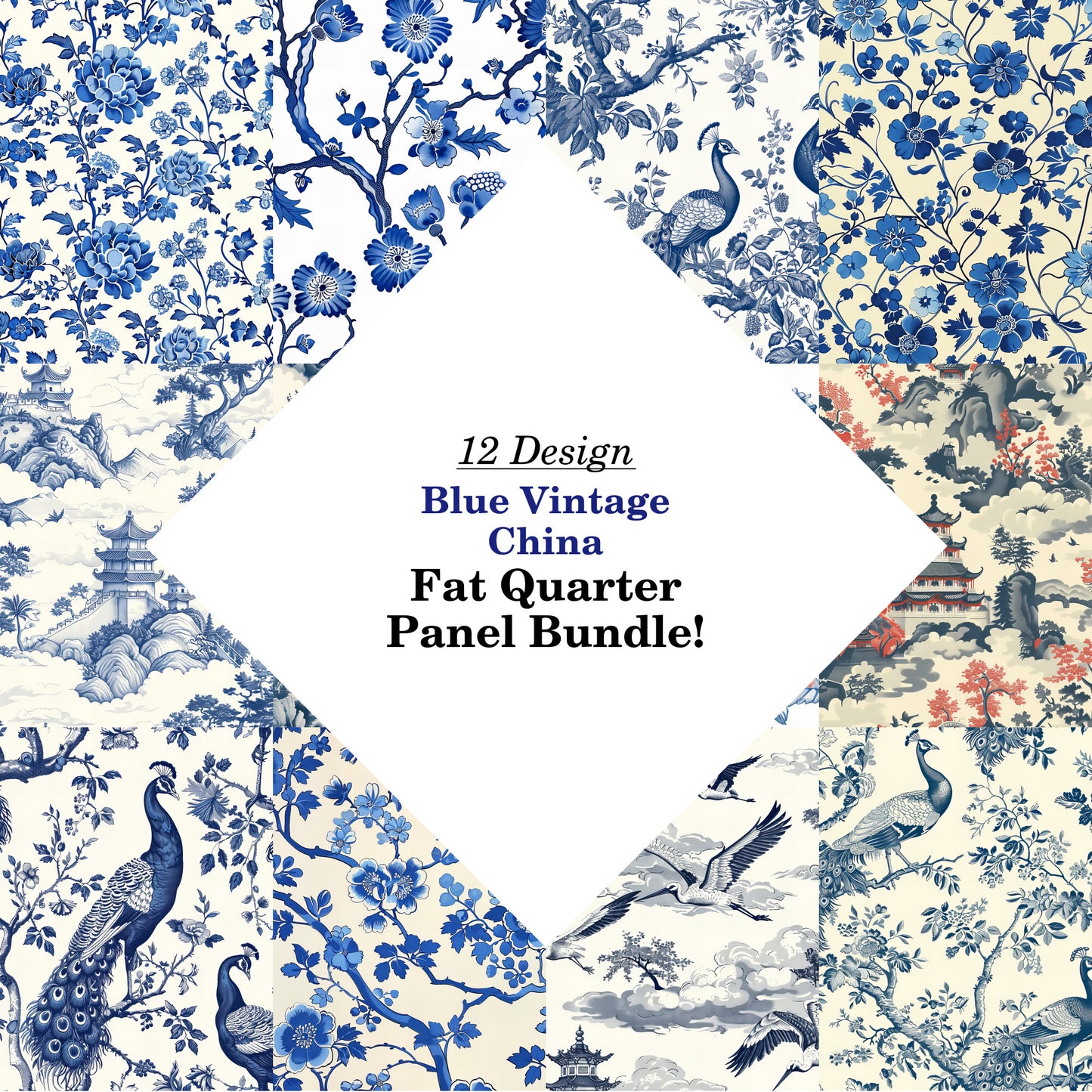 Blue Vintage China Fat Quarter Bundle