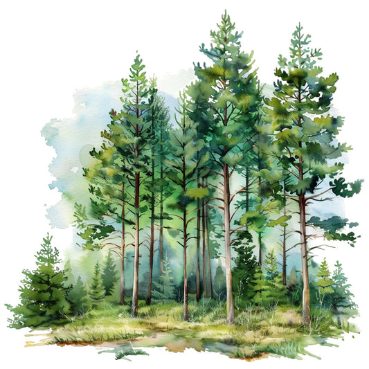 Watercolor Summer Landscapes Fabric Panel 8