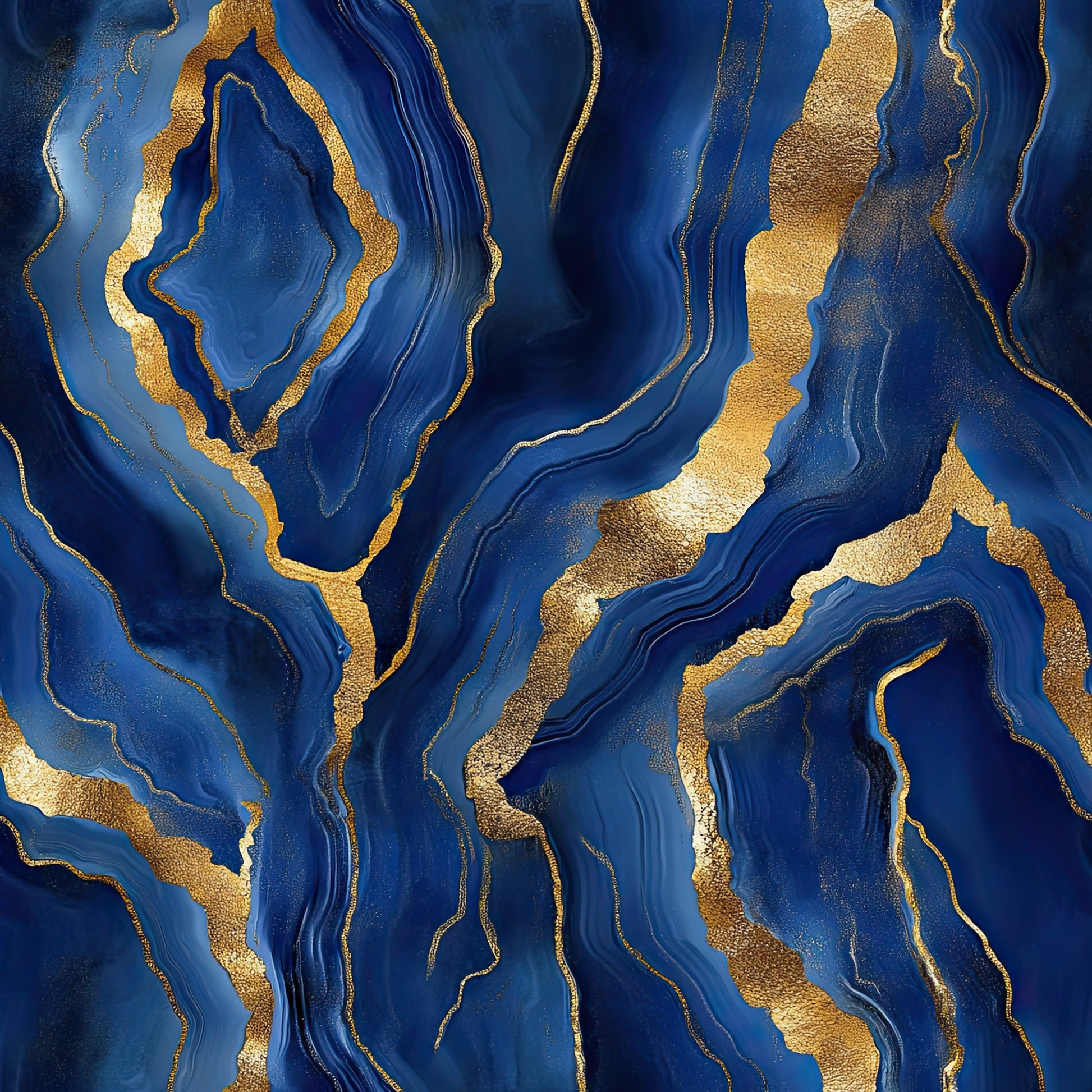 royal blue, gold, agate pattern, geode design, mineral formation, marbled effect, flowing lines, organic shapes, luxurious, metallic accents, stone texture, natural patterns, fluid design, elegant, sophisticated, quilting cotton, fabric panel, abstract design, swirling motifs, crystalline structure