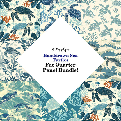 Handdrawn Sea Turtles Fat Quarter Bundle