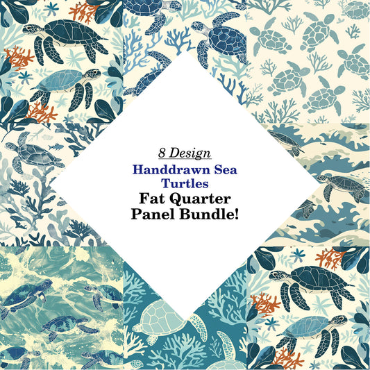 Handdrawn Sea Turtles Fat Quarter Bundle