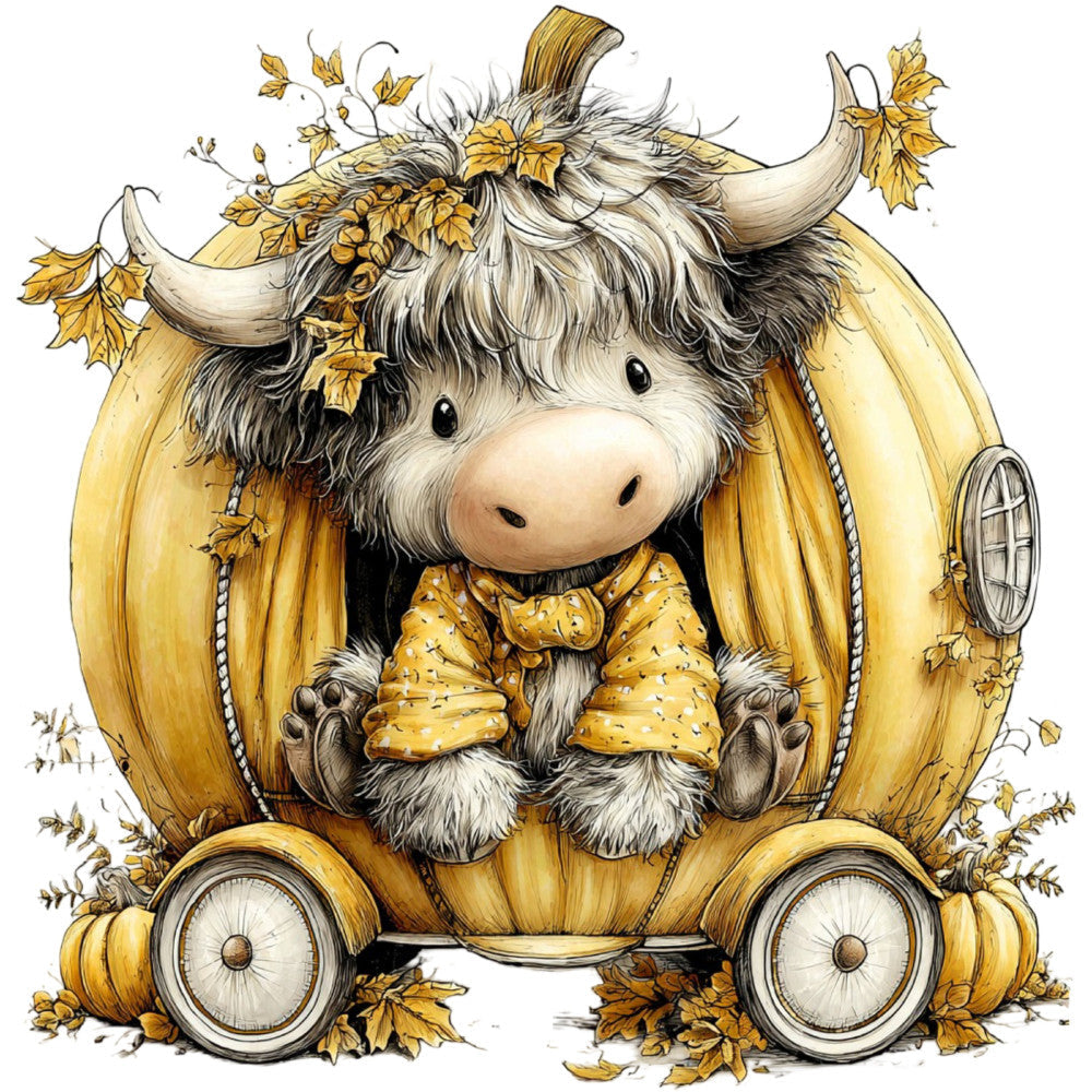 Yellow Highland Cow Fabric Panel 11