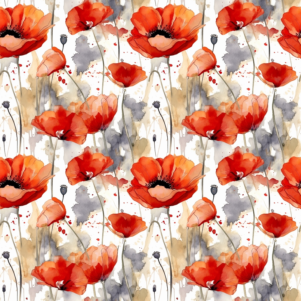 Daily Deal: Fields of Poppies Pattern 8 Quilting Cotton Fabric - 45" x 2 Yards"