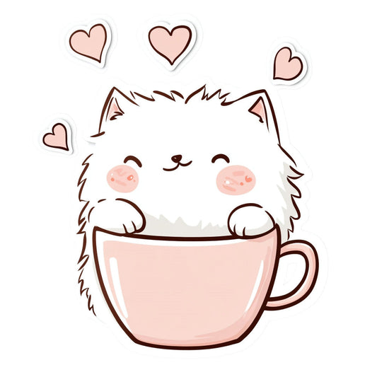White Kawaii Cat Fabric Panel 21