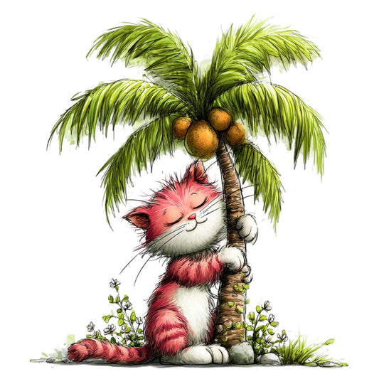 Whimsical Summer Cats Fabric Panel 9