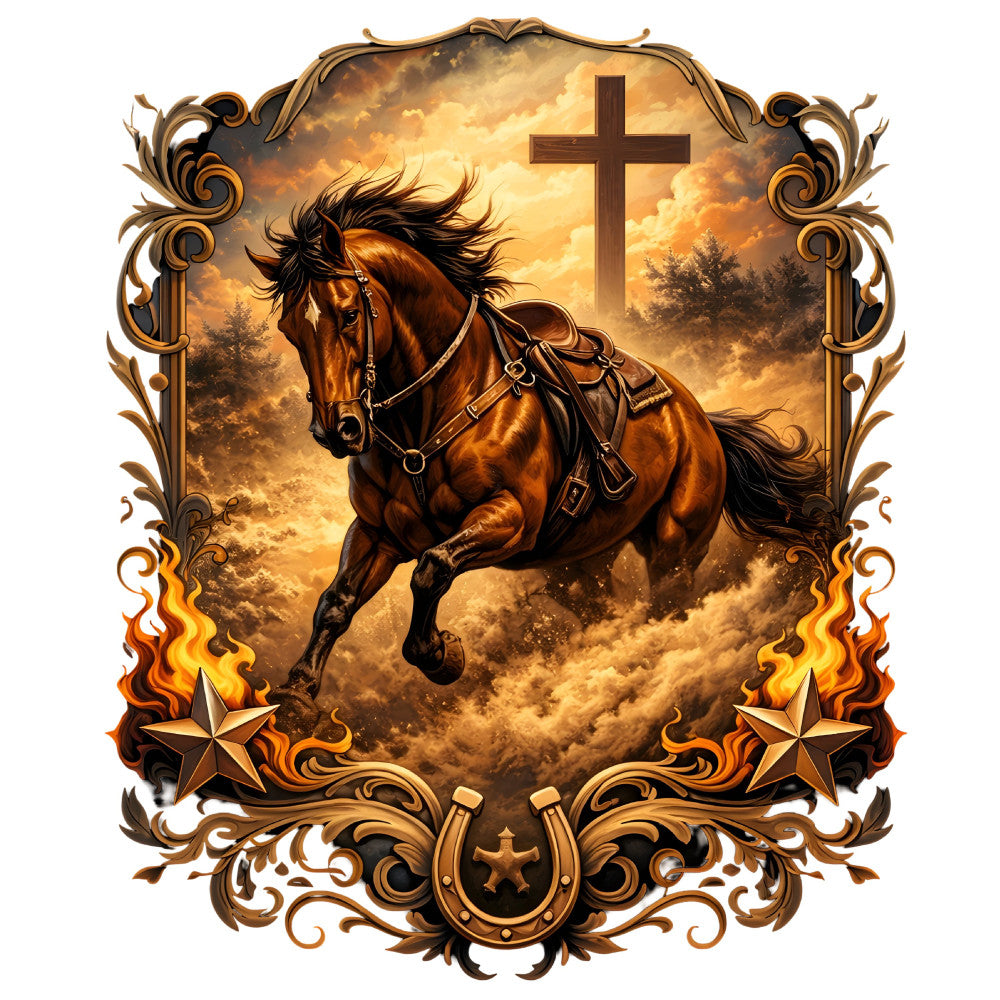 Horse and Cross Fabric Panel 1