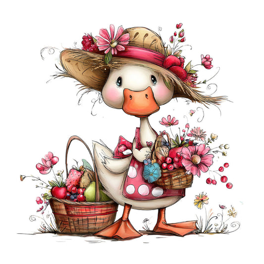 Whimsical Summer Goose Fabric Panel 37