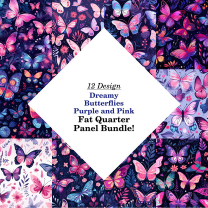 Dreamy Butterflies Purple and Pink Fat Quarter Bundle