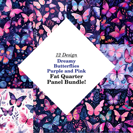 Dreamy Butterflies Purple and Pink Fat Quarter Bundle