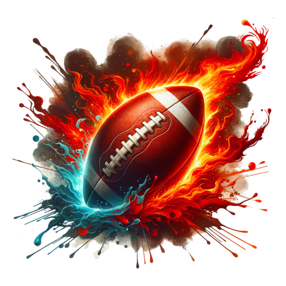 Watercolor Football and Splash Fabric Panel 11