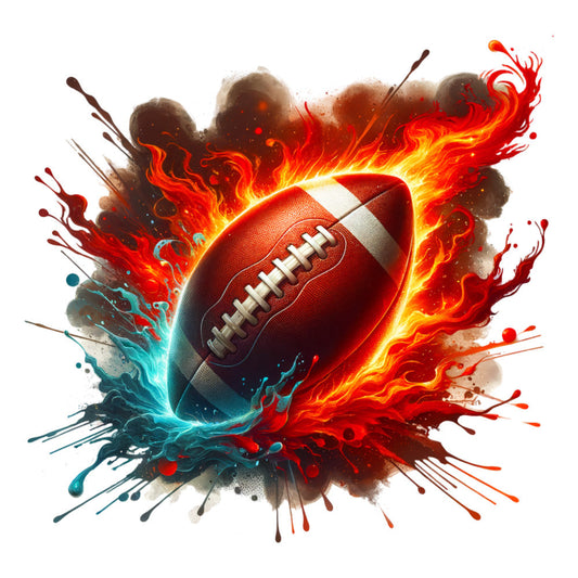 Watercolor Football and Splash Fabric Panel 11