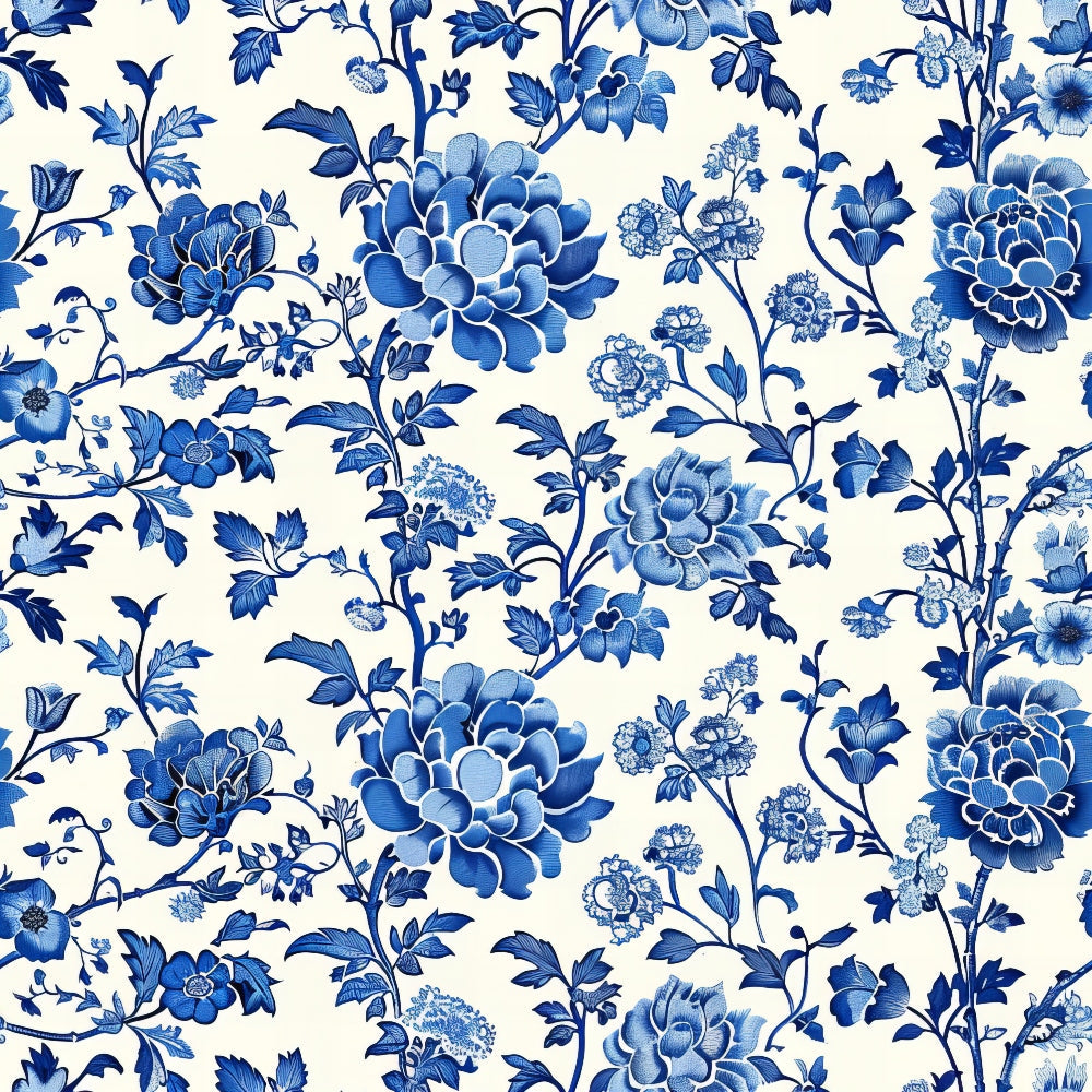 Daily Deal: Blue Vintage China Pattern 6 Quilting Cotton Fabric - 45" x 1 Yard"