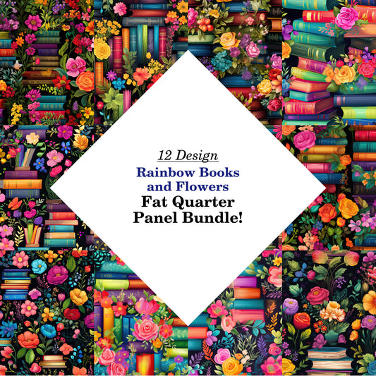 Rainbow Books and Flowers Fat Quarter Bundle