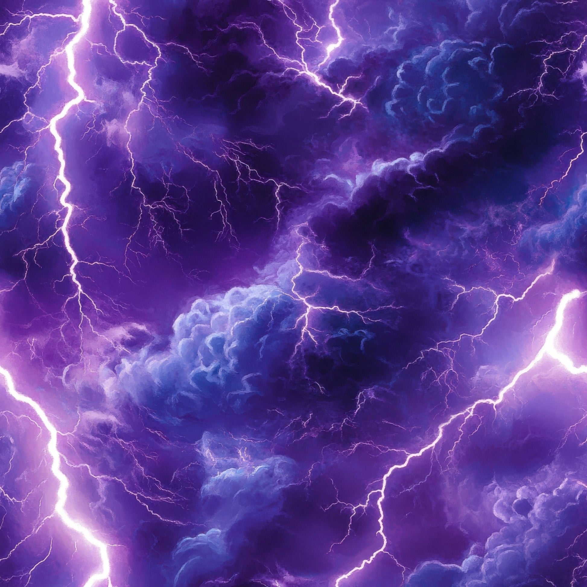 purple, violet, blue, lightning bolts, thunderstorm, storm clouds, electric, dramatic sky, weather pattern, quilting cotton, fabric panel, nature, atmospheric, stormy, electrical, thunder, meteorological, tempest, storm system, turbulent clouds