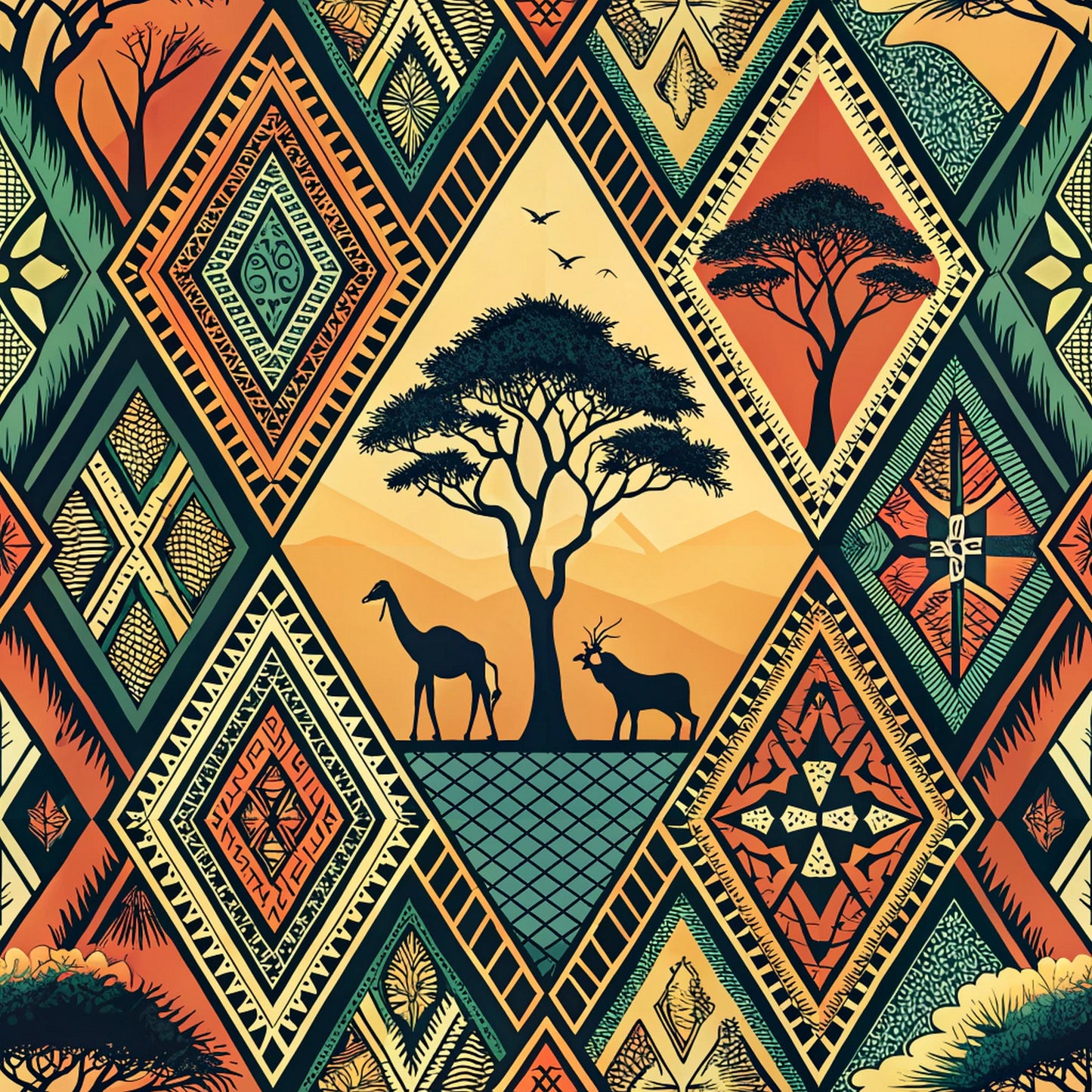 African Tribal Pattern 4 Quilting Cotton Fabric