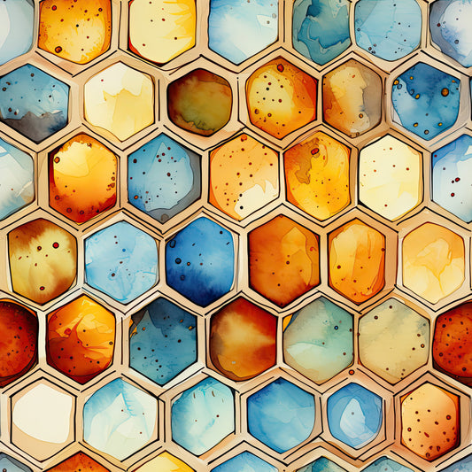 Watercolor Honeycomb Pattern 2 Quilting Cotton Fabric