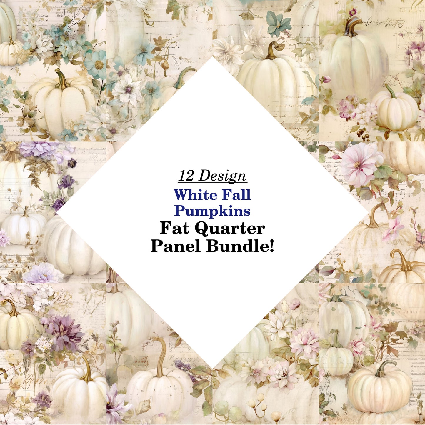 White Fall Pumpkins Fat Quarter Bundle
