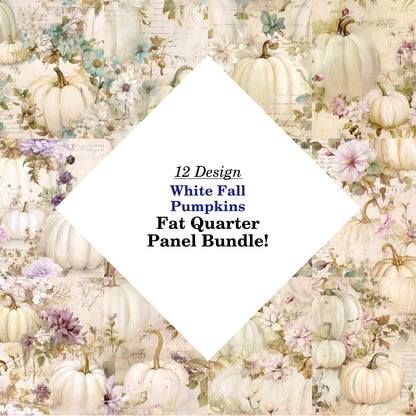 White Fall Pumpkins Fat Quarter Bundle