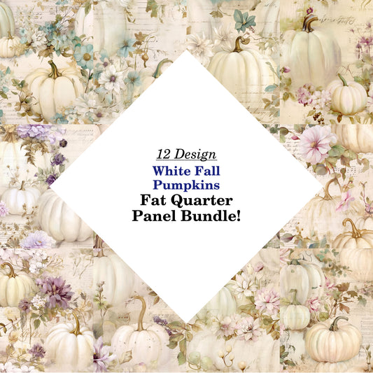 White Fall Pumpkins Fat Quarter Bundle
