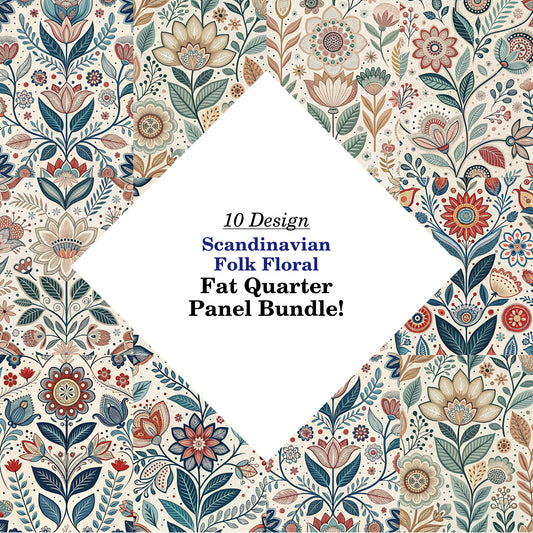 Scandinavian Folk Floral Fat Quarter Bundle