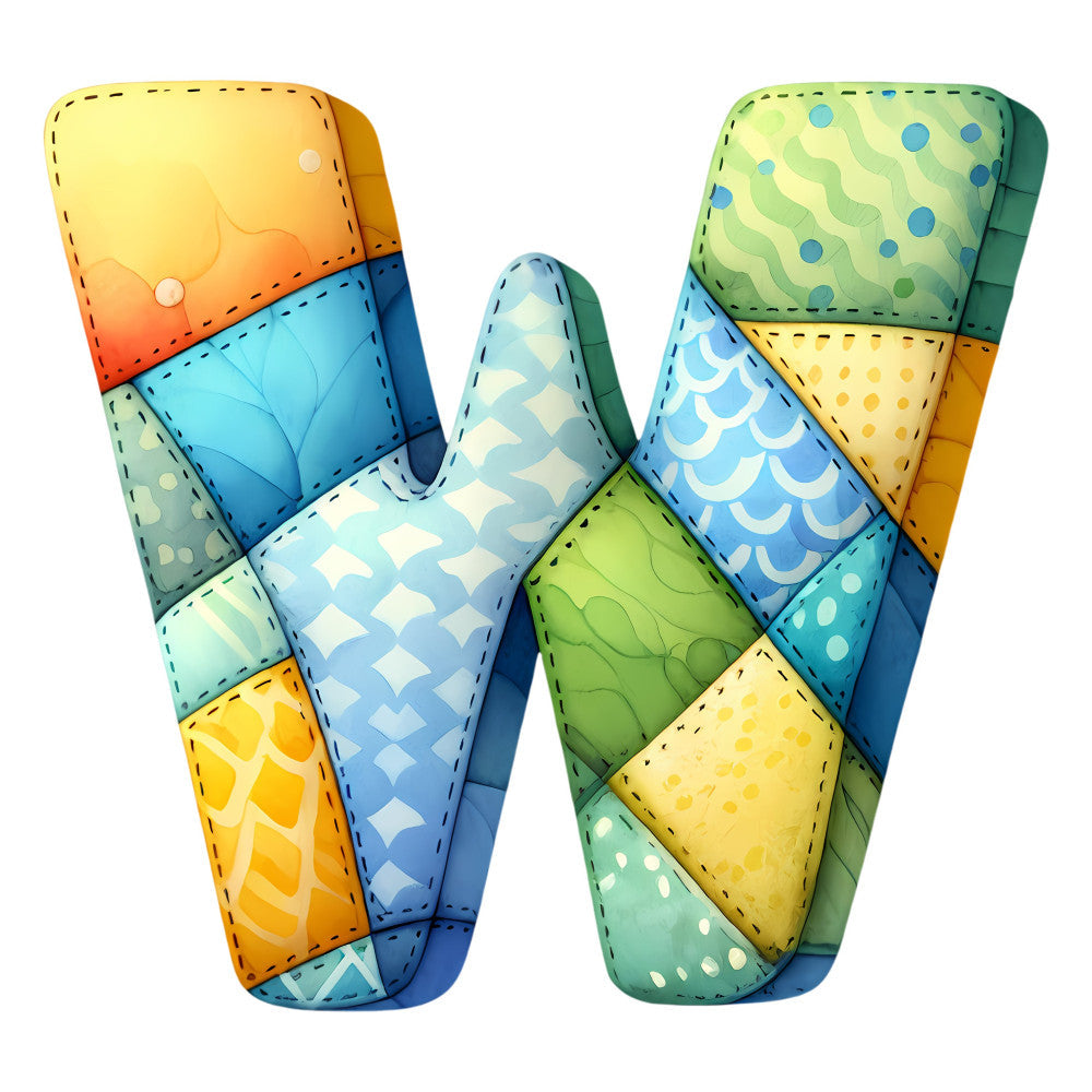 Blue Patchwork Alphabet Fabric Panel 31