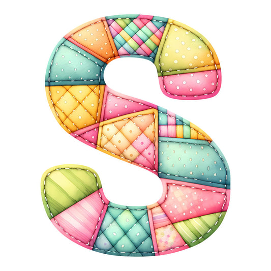Pink Patchwork Alphabet Fabric Panel 30