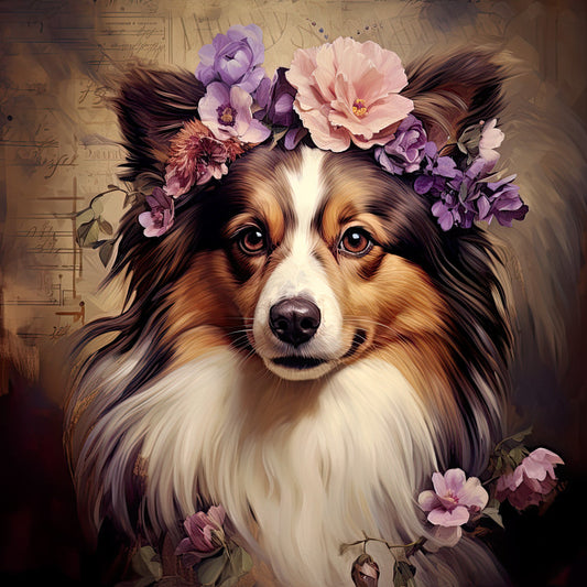 Dog Ephemera Art Fabric Panel 3