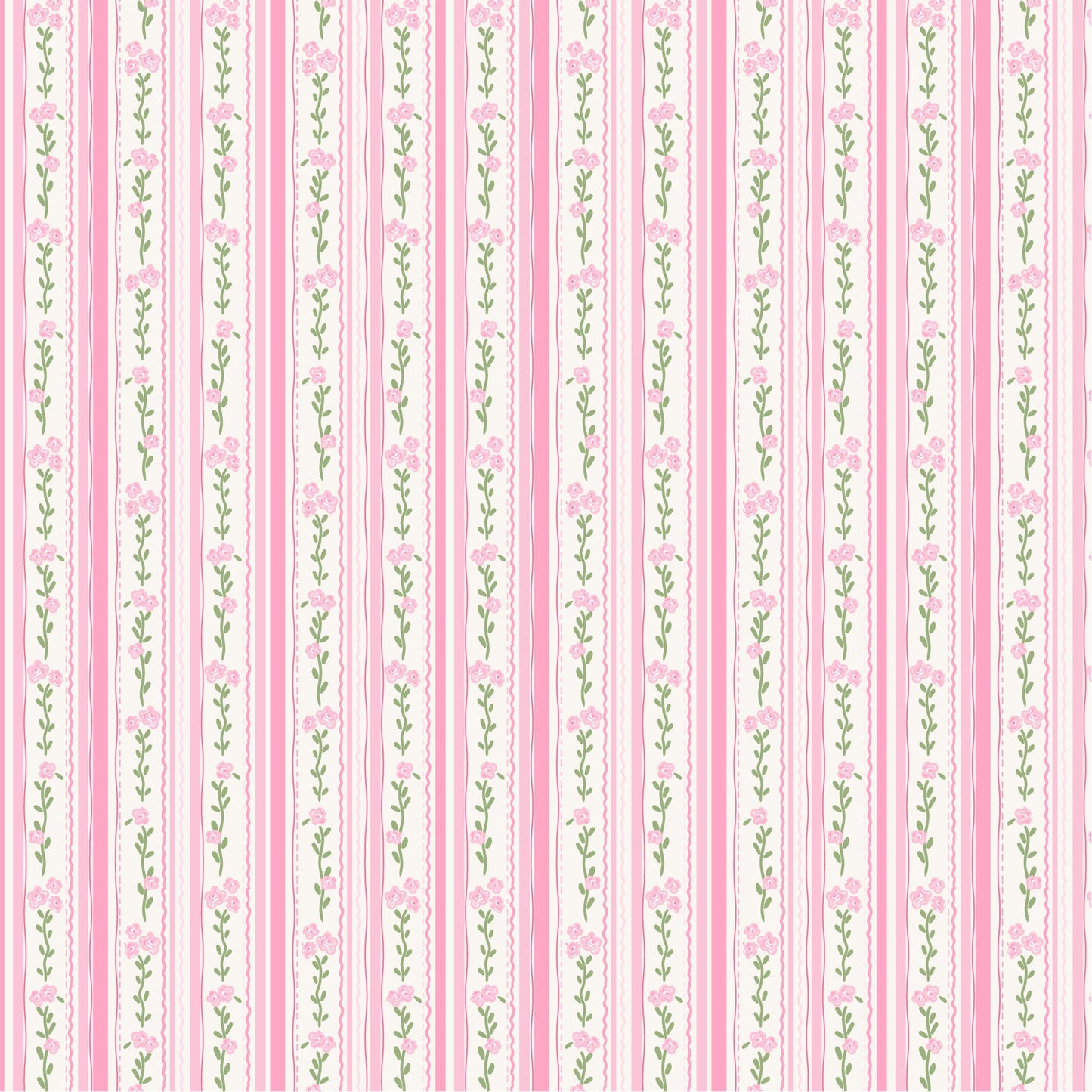 Daily Deal: Pink Floral Stripe Pattern 1 Quilting Cotton Fabric - 45" x 2 Yards"