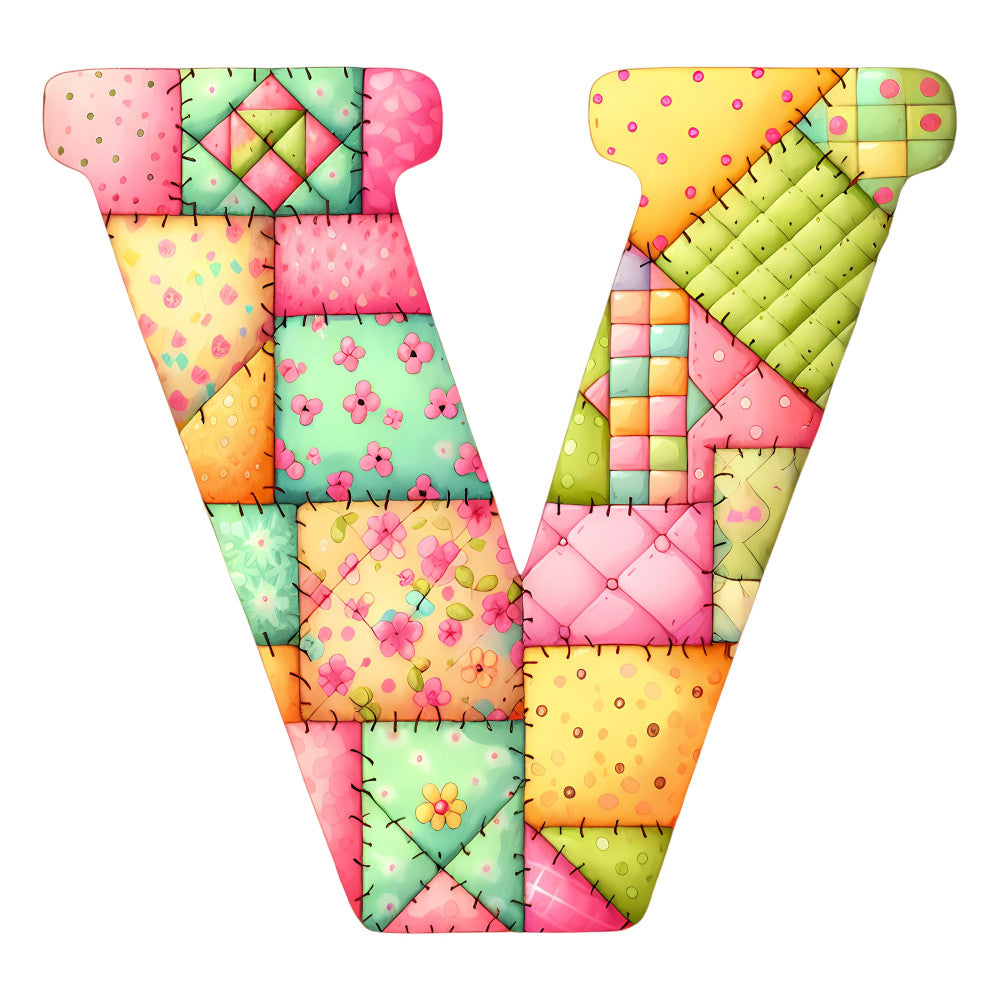Pink Patchwork Alphabet Fabric Panel 33