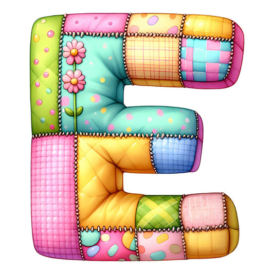 Pink Patchwork Alphabet Fabric Panel 41