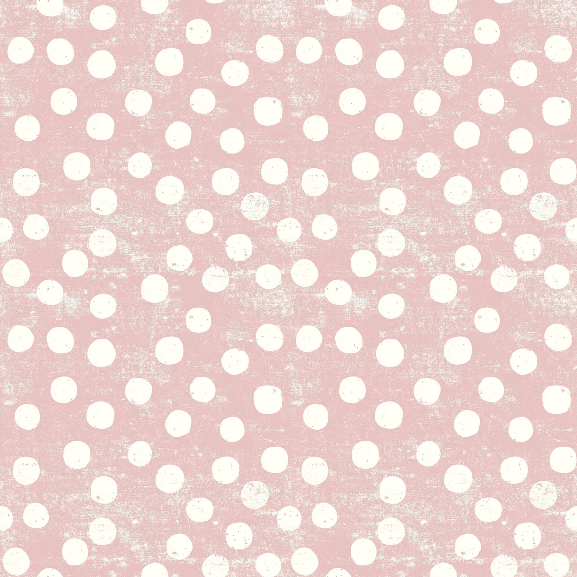 vintage pink, dusty rose, cream white, polka dots, circular patterns, distressed texture, weathered finish, quilting cotton, fabric panel, retro style, shabby chic, feminine design, soft pastels, geometric circles, vintage aesthetic, crafting material, sewing fabric, nursery theme, romantic mood