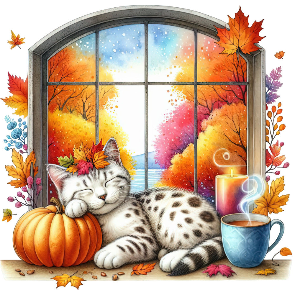 Autumn Cats Fabric Panel 54
