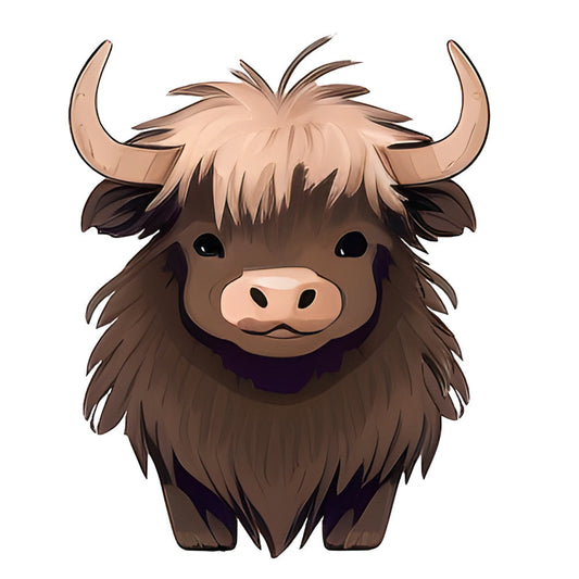 Cartoon Highland Cows Fabric Panel 7