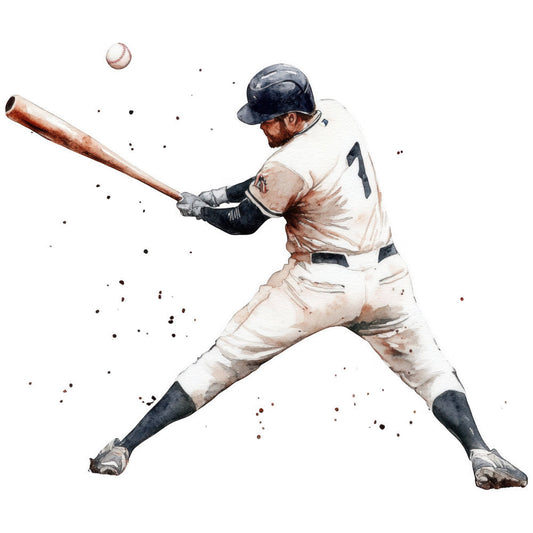 Watercolor Baseball Fabric Panel 13