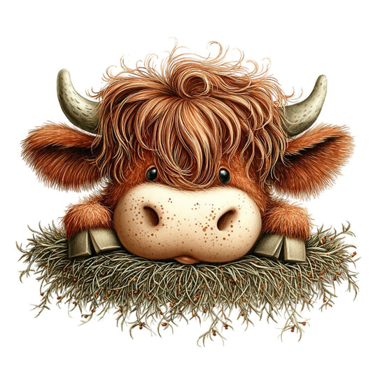 Whimsical Autumn Cow Fabric Panel 1