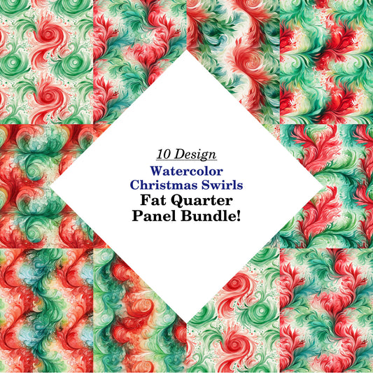 Watercolor Christmas Swirls Fat Quarter Bundle