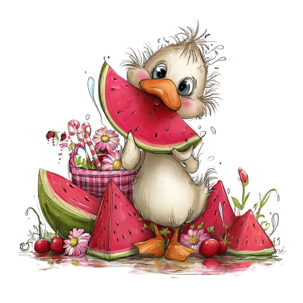 Whimsical Summer Goose Fabric Panel 13