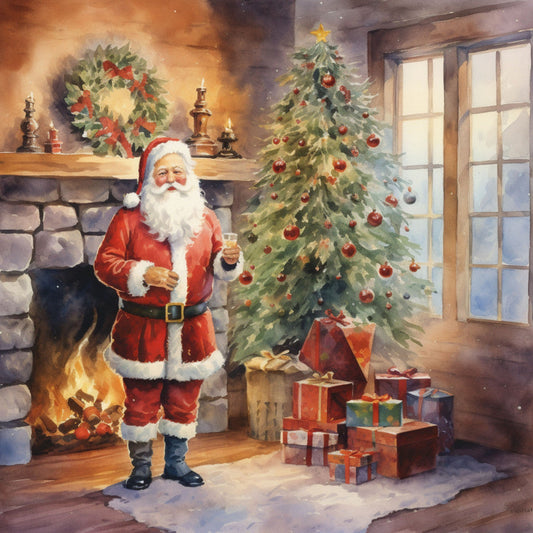 Santa Claus Christmas Scene Fabric Panel 18