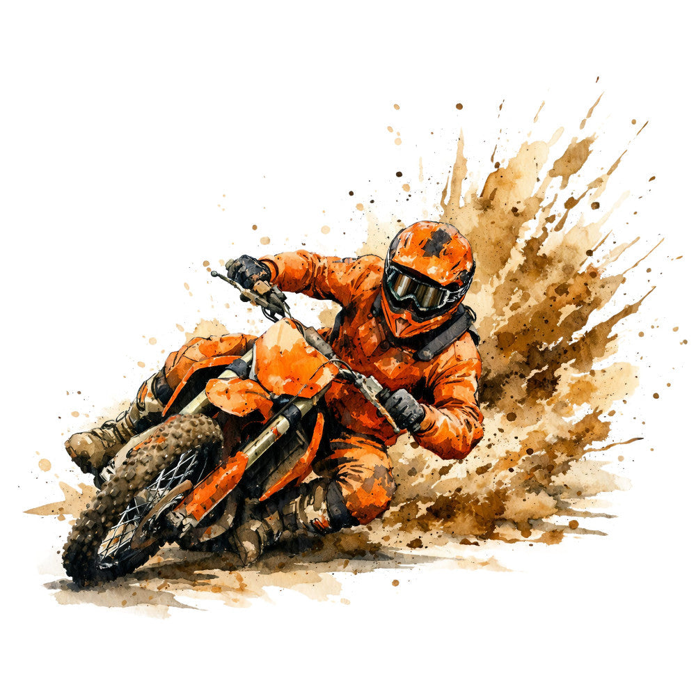 Watercolor Dirt Bike Fabric Panel 11