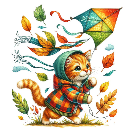 Autumn Cats Fabric Panel 1