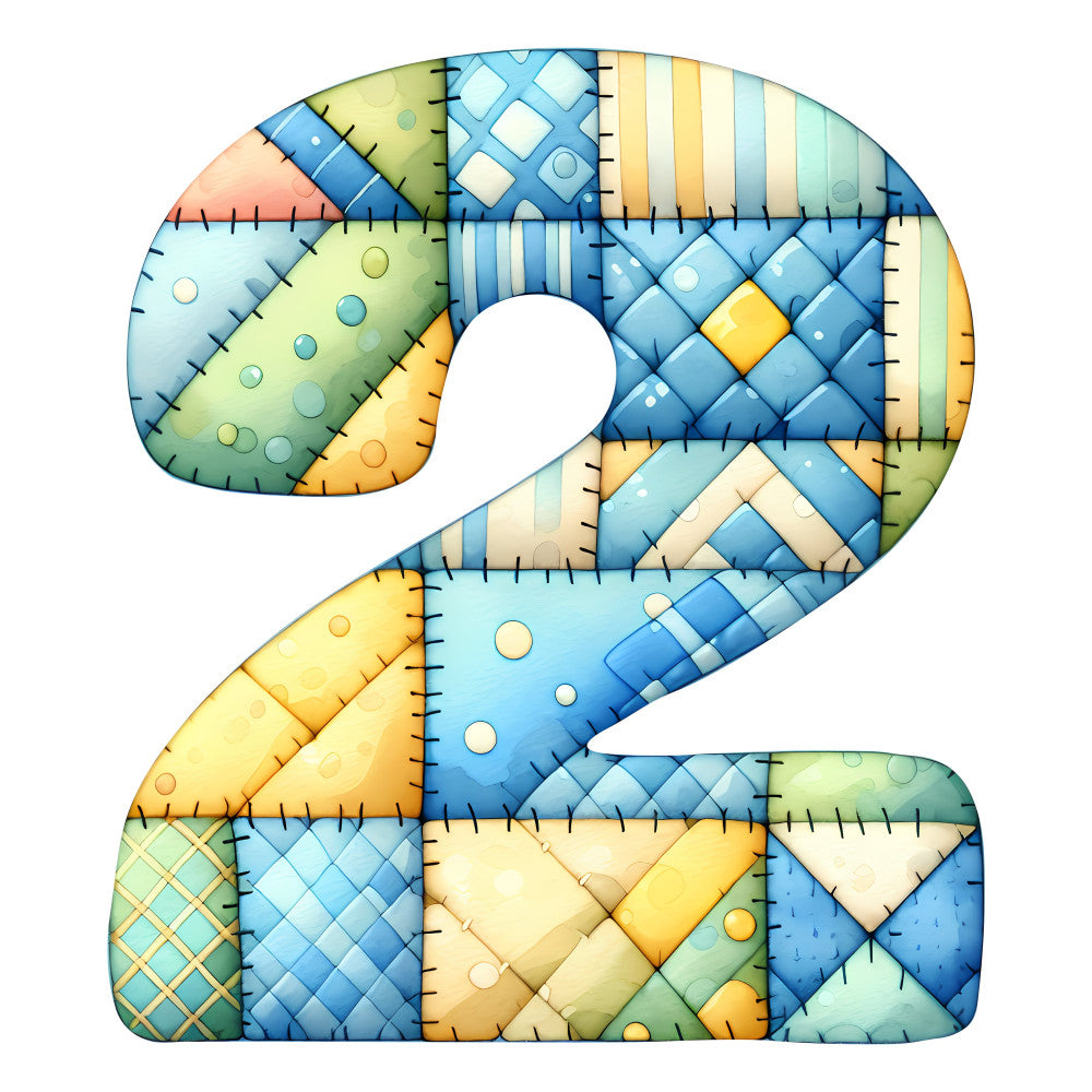 Blue Patchwork Alphabet Fabric Panel 44