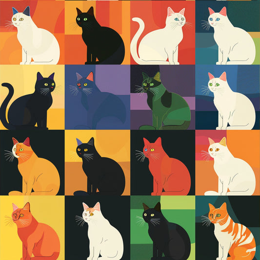 Cat Patchwork Pattern 14 Quilting Cotton Fabric