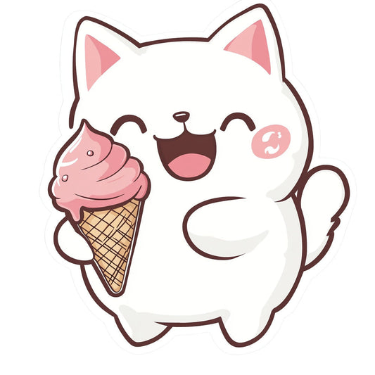White Kawaii Cat Fabric Panel 15