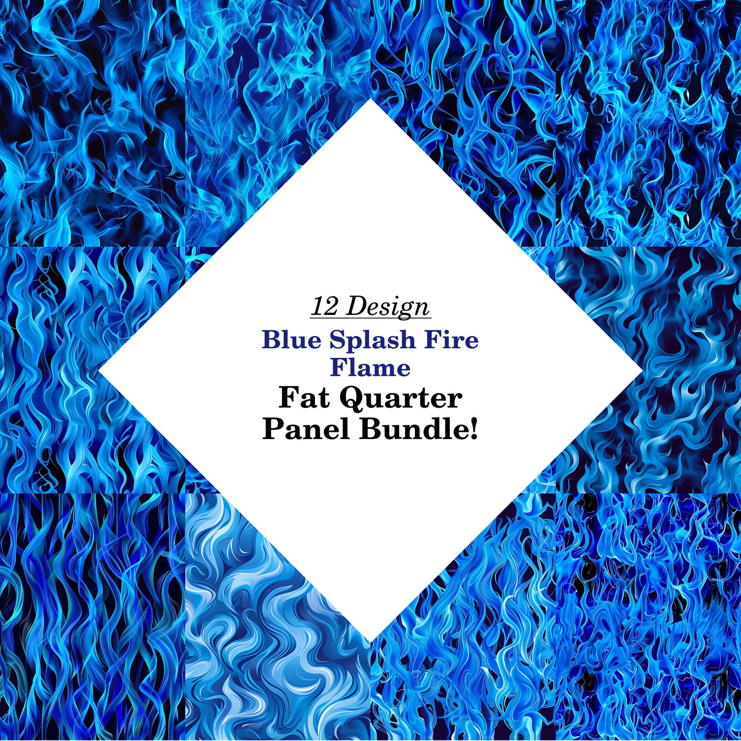 Blue Splash Fire Flame Fat Quarter Bundle
