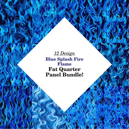 Blue Splash Fire Flame Fat Quarter Bundle